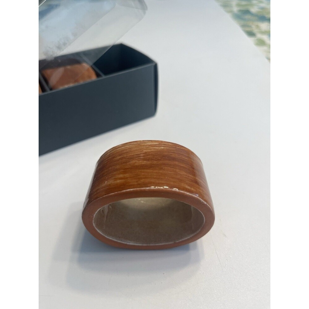 Williams Sonoma Terra Cotta Clay Napkin Rings 4pc NIB
